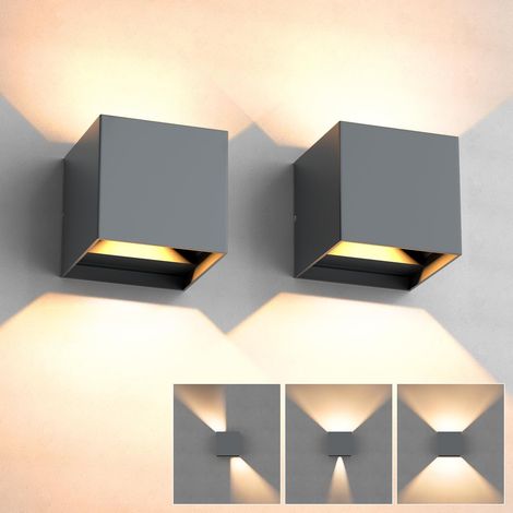 2-teilige Led-wandleuchte Für Den Innen- Und Außenbereich, 12 W, 3000 K Warmweiß, Ip65 Wasserdicht, Verstellbarer Abstrahlwinkel, Aluminium-wandleuchte Für Wohn-/schlafzimmer – Grau