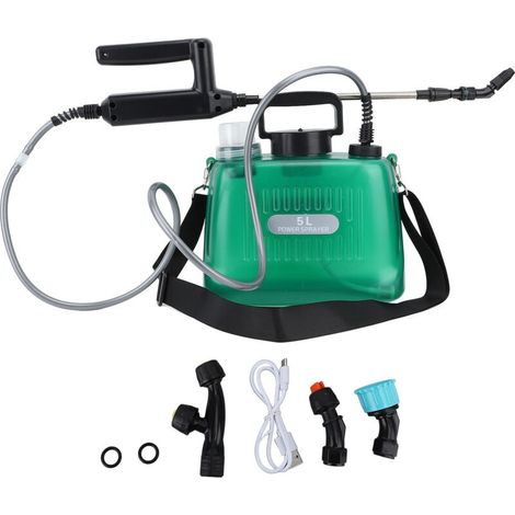 Tragbarer, Akkubetriebener 5-liter-elektrosprüher Mit 2000-mah-akku Und 4 Düsen, Elektrischer Unkrautsprüher Für Autowäsche Und Gartenarbeit