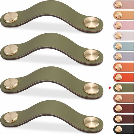 (grün, 128 Mm) 4er-set Möbelgriffe Aus Leder, Schranktürknöpfe, Schubladenknöpfe Aus Leder, Vintage-möbelgriffe Für Schränke, Kommoden, Küche, Badezimmer