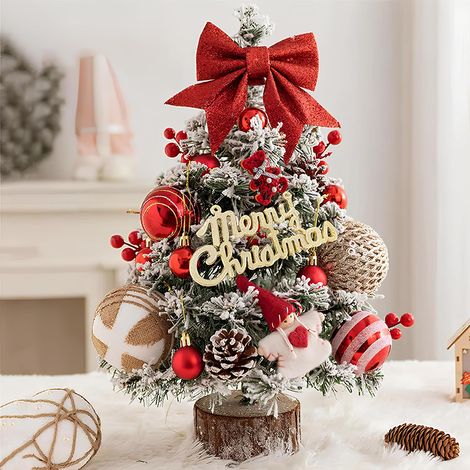 Mini-weihnachtsbaum (45 Cm) – Led-beleuchtet – Realistische Pvc-zweige – Festliche Tischdekoration