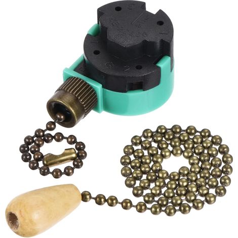 Ze-268s6 3-stufiger 4-adriger Zugkettenschalter Mit Verlängerungskette Für Deckenventilatoren Und Lampen, Farbe Bronze Und Grün, 2er-pack