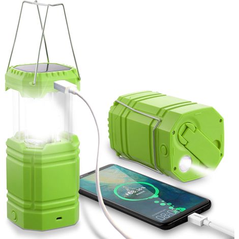 Solarlaterne, Wiederaufladbar Per Usb-kurbel, 200 Lm, Ipx4 Wasserdicht, Für Camping, Wandern Und Notfälle