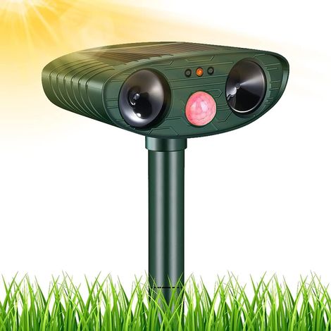 Solarbetriebener Ultraschall-tierabwehrer, Wasserdicht (ip44), Pir-bewegungsmelder, Anti-tier-garten