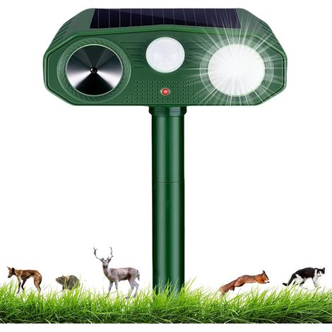 Ultraschall-katzenabwehrgerät, 3 Modi (solar Und Usb), Ip54 Wasserdicht Mit Pir-detektor Und Blitzlicht Für Den Garten