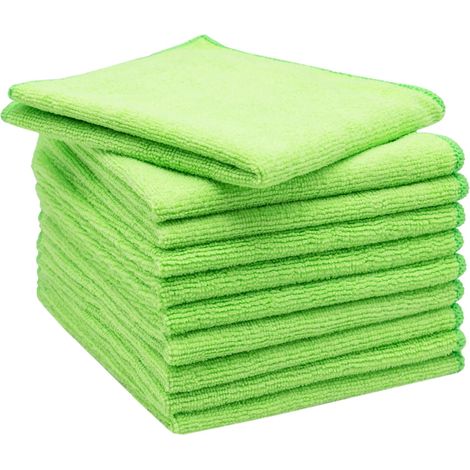 Set Mit 10 Mikrofasertüchern, 32 X 32 Cm, Grün, Für Fenster, Küche, Auto