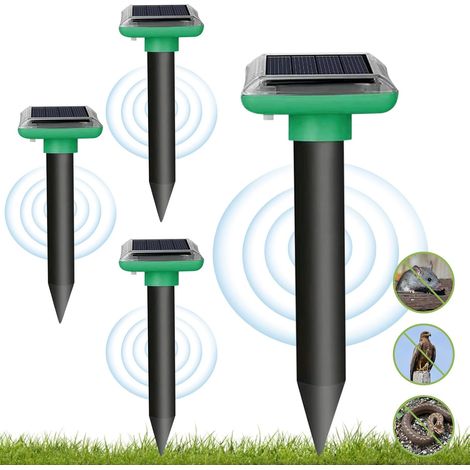 4er-pack Maulwurfsabwehrgerät, Solarbetrieben, Ultraschall, Ip65 Wasserdicht, Für Garten Und Bauernhof