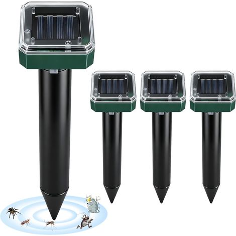 4er-pack Ultraschall-solar-maulwurfsabwehrgeräte, Gartenschutz 650 M², Ip65 Wasserdicht, Wühlmaus- Und Schlangenabwehr