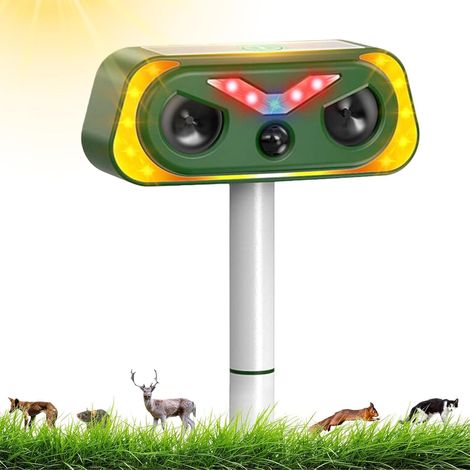 Solarbetriebenes Ultraschall-tierabwehrgerät, Usb-anschluss, Ip66 Wasserdicht, 2 Modi, Bewegungserkennung, Für Den Garten