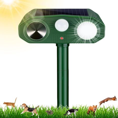 Solarbetriebenes Katzenabwehrgerät, 3 Ultraschallmodi, Bewegungsmelder, Led-licht, Ip64 Wasserdicht, Für Garten Und Hof