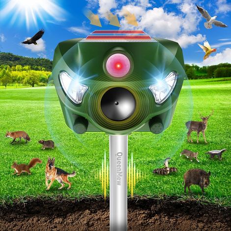 Solarbetriebenes Tierabwehrgerät, 5 Ultraschallmodi, Alarm Und Licht, Für Garten Und Außenbereich