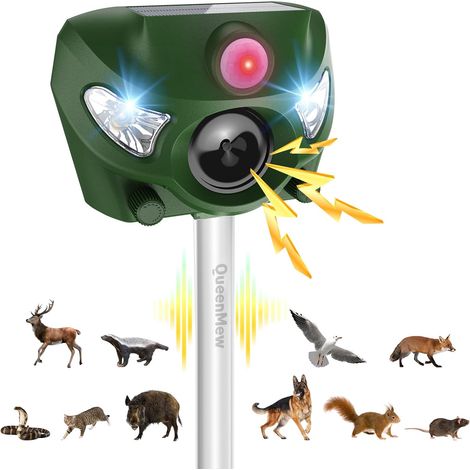 Ultraschall-abwehrgerät Mit 5 Modi, Sirene Und Blinklichtern, Solar- Und Usb-betrieben, Wasserdicht Für Den Garten