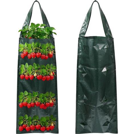 2-teiliges Pflanzbeutel-set, Hängebeutel Für Pflanzen Im Freien Mit 8 Löchern, Atmungsaktiver Pflanzbeutel Für Erdbeeren, Gemüse Und Blumen