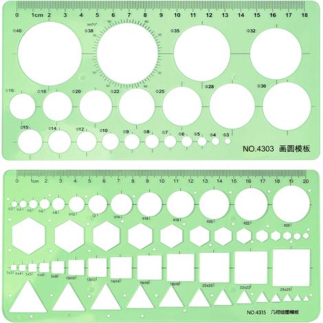 2-teiliges Normograph-set, Kreisschablone, Geometrisches Lineal, Zeichenschablone, Werkzeug Für Schüler