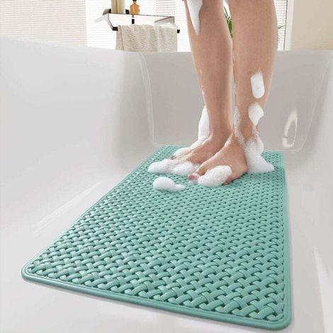 Rutschfeste Badematte Mit Saugnäpfen Und Abflusslöchern, Maschinenwaschbar, Für Babybadewannen (35,5 X 68,5 Cm, Grün)