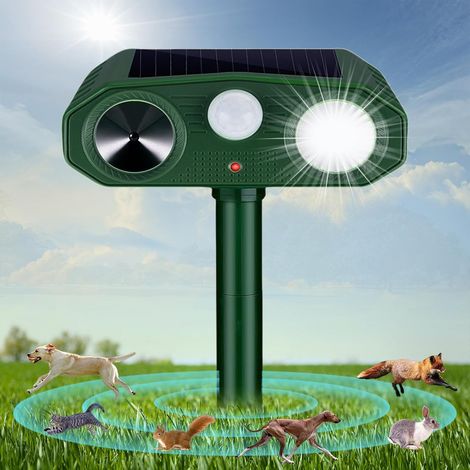 Ultraschall-gartenabwehrgerät Mit Solar- Und Usb-anschluss, 3 Modi, Led Und Pir-detektor