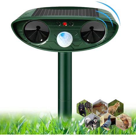 Wasserdichter, Solarbetriebener Ultraschall-bewegungsmelder Ip44 (reichweite 9 M) Für Katzen, Hunde, Nagetiere Und Gärten