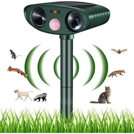 Solar-ultraschall-abwehrgerät Mit Bewegungsmelder, Ip44, Für Katzen, Hunde, Füchse Und Gärten