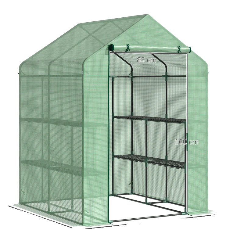 Gartengewächshaus, Stahlrahmen, 8 Regalböden, Pe-kunststoffabdeckung, Wasserdicht, Uv-beständig