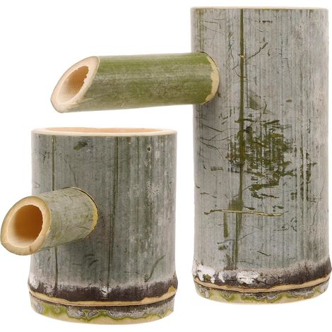 Bambus-gartenbrunnen – 2er-set – Höhe 16 Cm Und 13,5 Cm – Robuste Handpumpe Für Ein Zen-gartenambiente