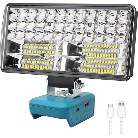 Makita 18v-kompatible Arbeitsleuchte, Kabellose Led-arbeitsleuchte, 38 W, 6000 Lm, Wiederaufladbare Taschenlampe Mit Unterspannungsschutz Und Usb-anschluss, Mit Batteriebetriebenem Scheinwerfer