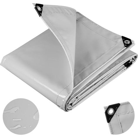 Pvc-plane, 500 G/m², Wasserdicht, Mit Verstärkten Aluminiumösen, Uv-beständig, Für Garten Und Pool, 2 X 3 M, Hellgrau