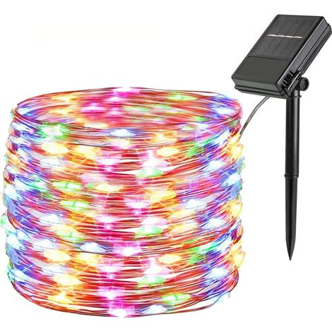 Weihnachtsbeleuchtung, 12 M, 100 Leds, Rgb, 8 Modi, Ip45 Wasserdicht, Batterie-/solarbetrieben, Mehrfarbig