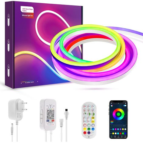 Neon-led-streifen, 2 M, Bluetooth, Rgbic, Wasserdicht (ip67), Flexibles Silikon, Heimdekoration