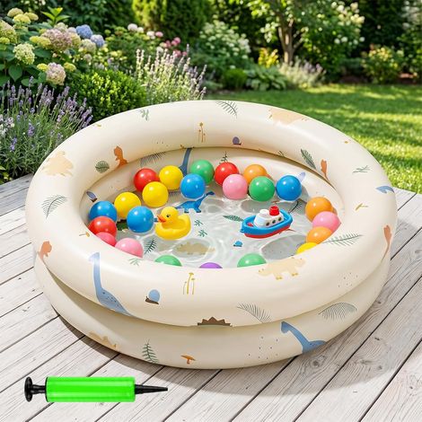 Aufblasbarer Dinosaurier-pool Mit Luftpumpe, Aus Weichem Pvc, Für Garten, Balkon, Strand