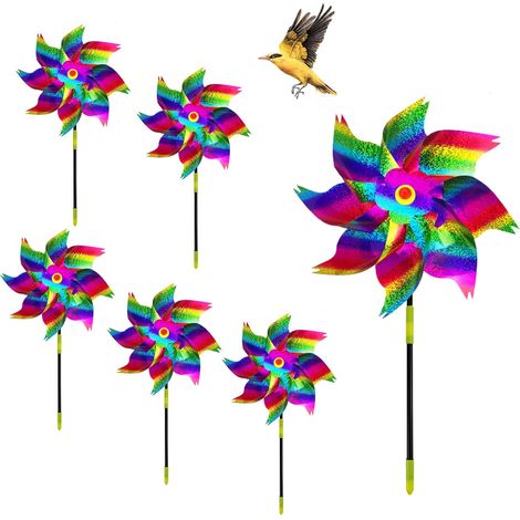 6er-set Windmühlen, Lichtreflektor, Pvc-schaft, Vogelabwehr, Für Balkon Und Garten