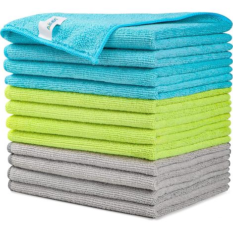 Set Mit 12 Mikrofasertüchern, 30 X 30 Cm, Saugfähig Und Fusselfrei, Für Haushalt, Auto Und Küche