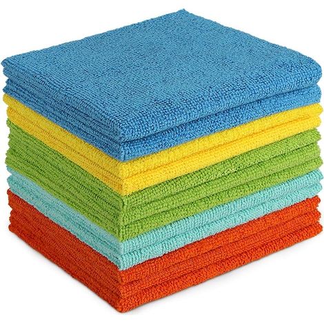 Set Mit 12 Mikrofasertüchern, 30 X 30 Cm, Saugfähig Und Fusselfrei, Für Haushalt, Küche Und Auto