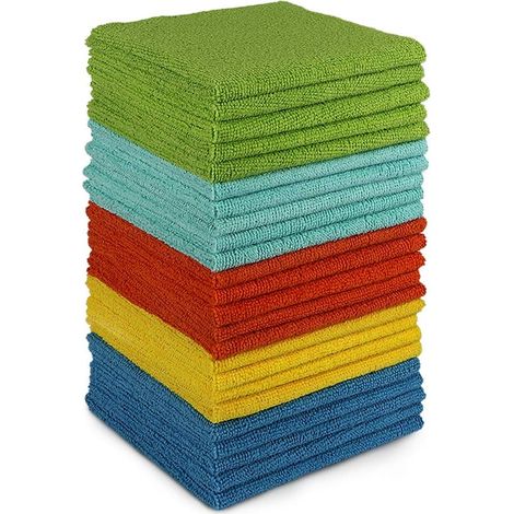 24er-pack Mikrofasertücher, 30 X 30 Cm, Saugfähig, Fusselfrei, Für Haushalt, Küche Und Auto
