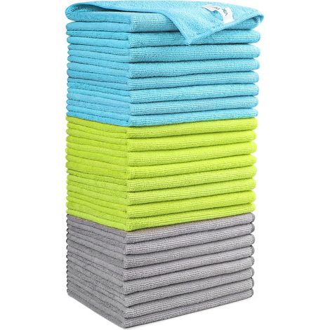 Set Mit 24 Mikrofasertüchern, 30 X 30 Cm, Saugfähig Und Fusselfrei, Für Haushalt, Auto Und Küche
