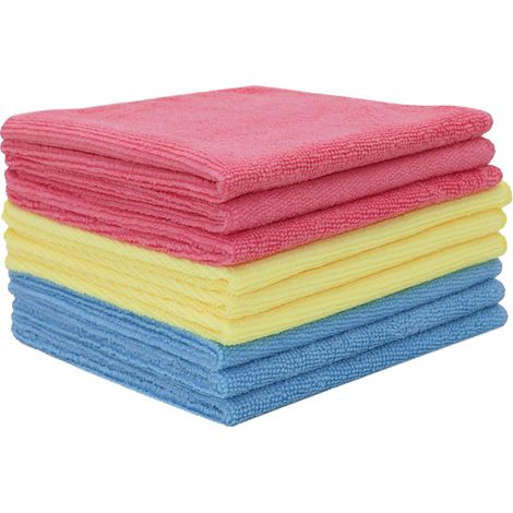 Set Mit 9 Mikrofasertüchern, 32 X 32 Cm, Fusselfrei, Zur Reinigung Von Fenstern, Küche, Auto Und Badezimmer