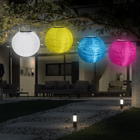 4-teiliges Solarlaternen-set, 20 Cm, Mehrfarbiges Nylon, Ip65 Wasserdicht, Für Garten, Hochzeit, Terrasse