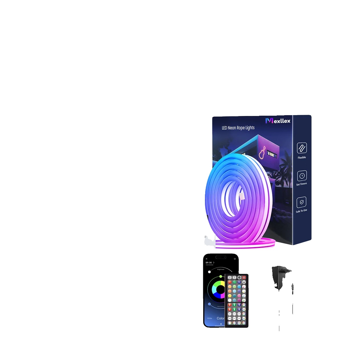 Led-neon-lichterkette, Bluetooth-steuerung, Wasserdicht, 10 M, Eu-stecker