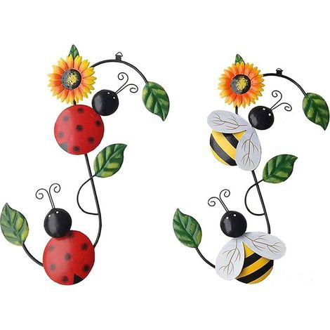 2-teiliges Set Metall-terrassendekoration Hummel Marienkäfer Kunstakzente Gartenskulpturen