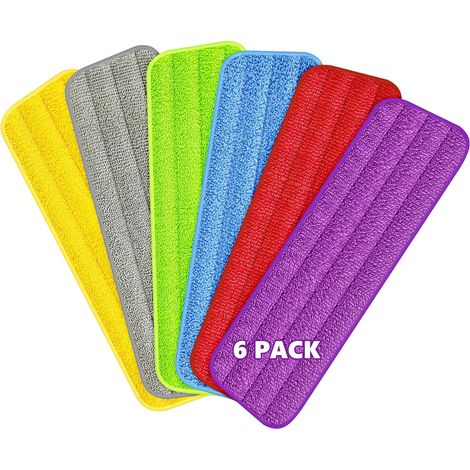 6-teiliges Wischmopp-set, Waschbare Mikrofaser, Wasserabsorbierend, Für Sprühmopp, Hartböden
