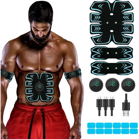 Wiederaufladbares, Tragbares Gerät Zur Bauchmuskelstimulation Per Usb Mit 12 Kostenlosen Gelelektroden Für Männer Und Frauen. Neuestes Modell: 6 Modi Und 19 Intensitätsstufen.