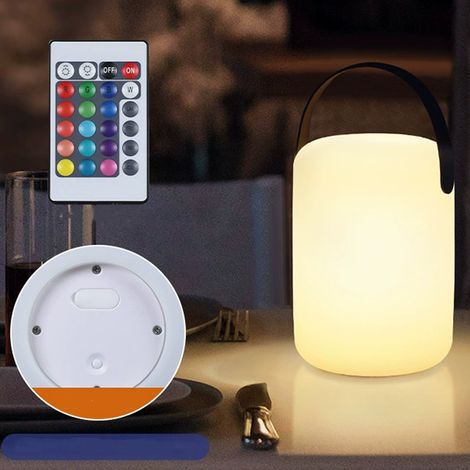 Wiederaufladbare Led-tischlampe Für Den Außenbereich, 16 Farben Dimmbare Kabellose Tischlampe Mit Fernbedienung, Mit Ladekabel, 4 Dimmstufen, Ip44 Wasserdicht, Geeignet Für Schlafzimmer, Garten (zylin