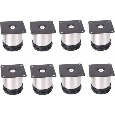 Ahlsen Möbelfüße, 8 Verstellbare Edelstahl-möbelfüße, 50 Mm Höhenverstellbar, Verdickte Schrankfüße, Tischfüße, Möbelfüße, Gebürsteter Edelstahl, Höhenverstellbar