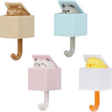 Wandhaken Für Tiermotive, Kreative Klebehaken, Niedliche Klebehaken, Einziehbare Wandhaken Für Kindergarderobe, Wanddekoration, Kein Bohren Erforderlich