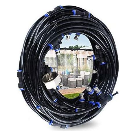 8-meter-terrassen-sprühsystem Mit 7 Sprühdüsen + 2 Ersatzdüsen + 1 Adapter (messing, 3/4"). Geeignet Für Terrasse, Garten, Gewächshaus, Trampolin Und Wasserpark.