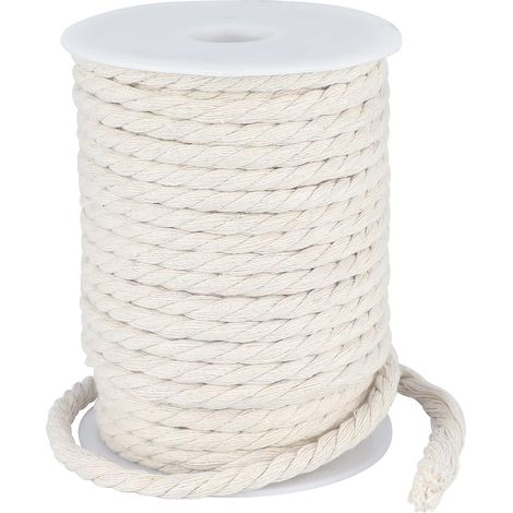 Rolle 6 Mm Baumwollkordel, 25 Meter, Natürliches Makramee, Weich, Für Bastelarbeiten, Gartenarbeit Und Heimdekoration