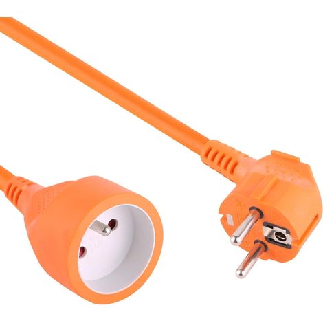 Orangefarbenes Verlängerungskabel, 3g 1,5 Mm² Querschnitt, Mit Schutzhülle, Kindersicher, Für Den Garten