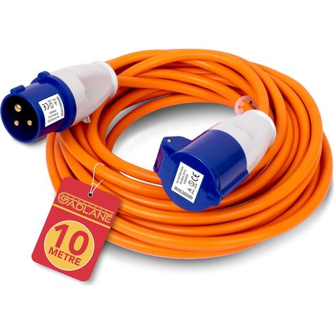 X 10 M Wohnmobil-verlängerungskabel, 16 A 240 V, Orange, Cee-stecker, Schutzart Ip44 Für Wohnwagen