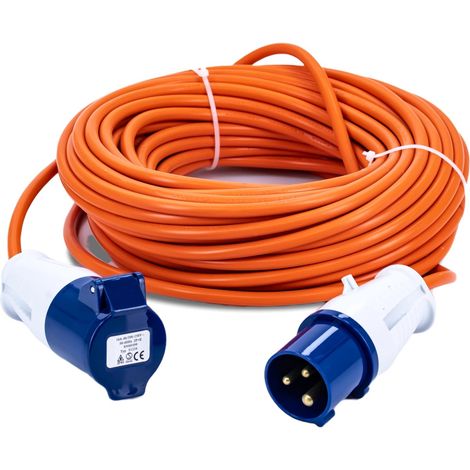 X 25 M Verlängerungskabel, Orangefarbenes Kabel, 1,5 Mm², Ip44, 16 A, 230 V, Für Camping Und Baustellen
