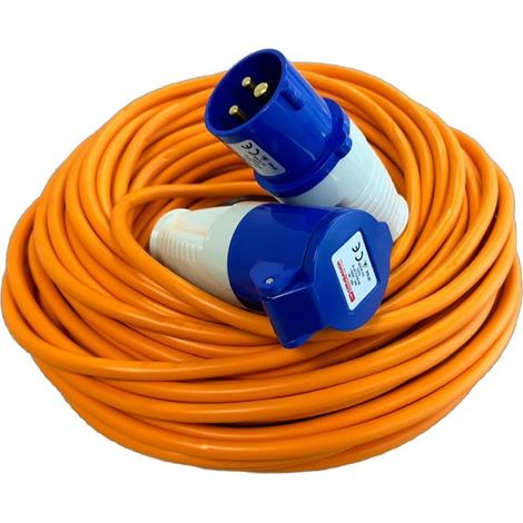 X 25 M Verlängerungskabel, 3-adriges Kupferkabel, 240 V, 16 A Stecker, Gut Sichtbares Orange, Wohnmobil