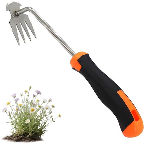 Unkrautstecher (1 Stück), Manueller Unkrautjäter, Unkrautjätgerät Aus Edelstahl, Gartengerät, Manueller Unkrautjäter, Garten-unkrautzieher (orange)
