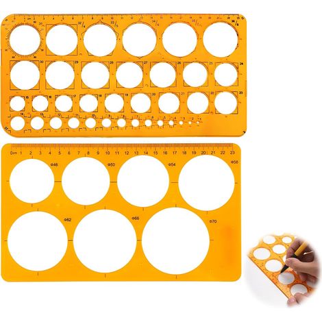 Set Mit 2 Schablonen, Transparent, Orange, Präzision, Büro, Schule